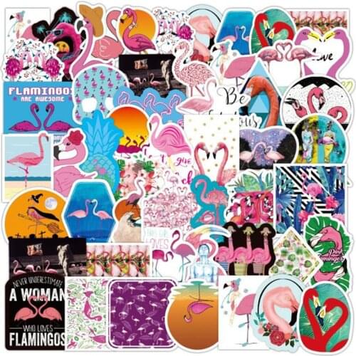 10/30/50PCS Cartoon Cute Flamingo Suitcase Graffiti Stickers Skateboard Guitar Laptop Waterproof Stickers Ornaments Wholesale