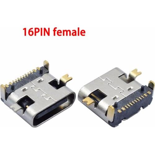 10pc Micro USB 16Pin C Type fast charge Female Connector For Mobile Phone Mini USB Jack Charging Socketsingle row Four feet plug