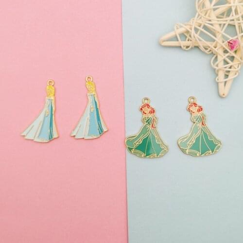 10pcs Beautiful Girls Enamel Cartoon Charms Pendant For DIY Jewelry Making Gold Tone Metal Pendants Earring Bracelet Finding