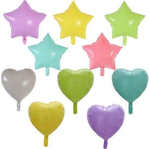 10pcs 18inch Candy Heart Star Helium Foil Balloons Macaroon Air Globos Baby Shower Birthday Wedding Party Decorations Kids Toys