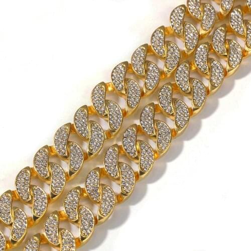 17mm Mens Hip Hop MIAMI CUBAN LINK Coolest Chain Necklace Fully Casting RhineStone Clasp ICED OUT Bling Women Jewelry