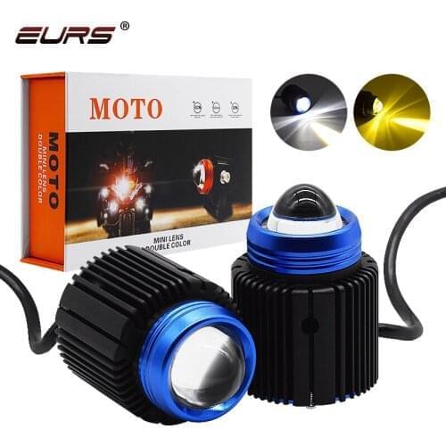 2pcs W2 moto Led Motorcycle Headlight Bulbs lens Motor 6000LM Hi Lo Lamp Scooter Accessories Fog Lights 6000K 12V white yellow