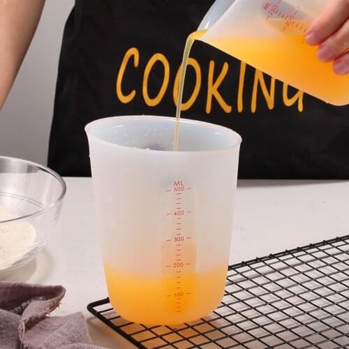 250/500ml Double Scale Half Transparent Silicone Measurig Cup Handmade DIY Craft Mixing Measuring Cup Kitchen Baking Tool
