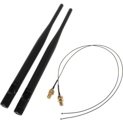 2x 6dBi M.2 IPEX MHF4 U.fl Cable to RP-SMA Wifi Antenna Signal Cable Set for intel AC 9260 9560 8265 8260 7265 7260