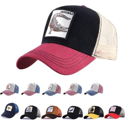 Animal Embroidered Crocod Mesh Baseball Cap Bee Hip-Hop Cap Unisex Outdoor Sport Sun Hat Breathable Snapback Adjust Trucker Hat
