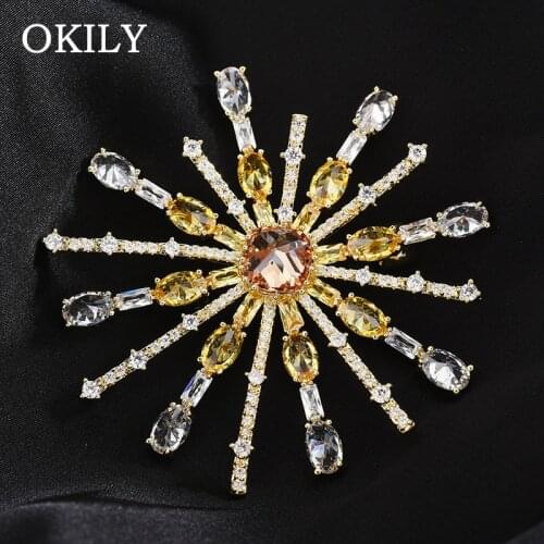 AAA Zircon Brooch Pins Women Pink Flower Broches Snowflake Christmas Broochpins for Bride Girl Fashion Luxury Gift Jewelry