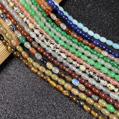 Natural Stone Beads Turquoises Aquamarines Opal Agates Beaded Rice Shape Loose Beads For DIY Necklace Bracelet Jewelry Making