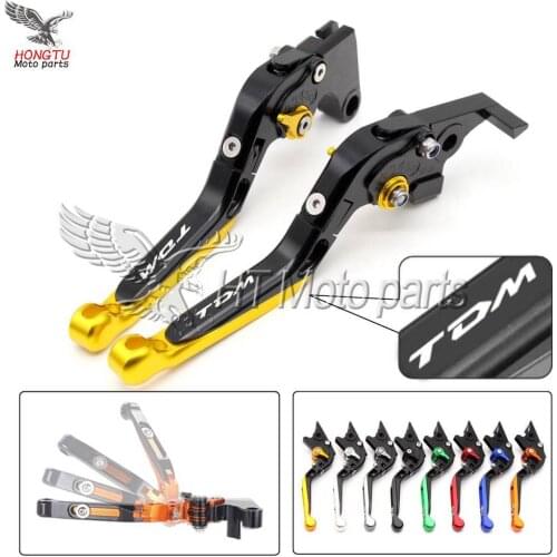 CNC With Logo Telescopic folding Motorcycle Adjustable Brake Clutch Levers For Yamaha TDM900 TDM 900 12-14 2012 2013 2014