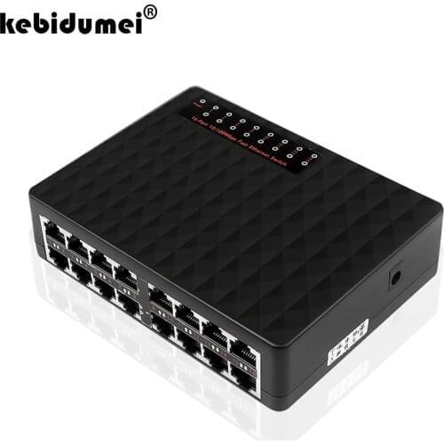 Kebidumei Ethernet Switch 10/100 Mpbs 16Port Ethernet Network Switch Switches LAN RJ45 Vlan Hub Desktop PC Switcher