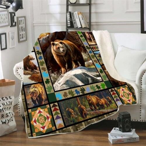 Bear 3D Printed Fleece blanket for Picnic Thick Fashionable Bedspread Sherpa Throw Blanket Drop Shipping 05