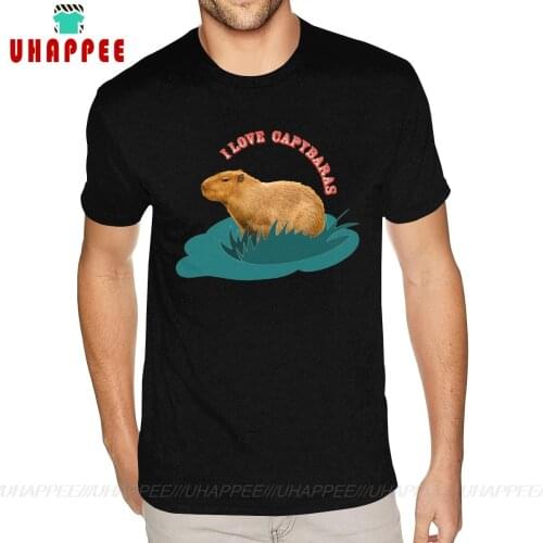 Best I Love Capybaras Cotton T-shirt Short Sleeve Cotton For Man Over Size Black T-shirts