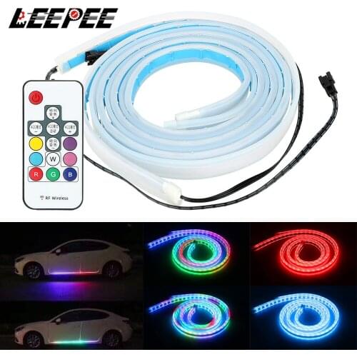 LEEPEE Strip Light 12V 150CM Decoration Flexible Car LED Door Lights Automobiles Flexible Door Lamp Remote Control Accessories