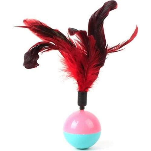 Legendog 1pc Faux Feather Ball Cat Toy Interactive Cat Tumbler Toy Kitten Ball Toy Pet Supplies Pet Accessories Random Color