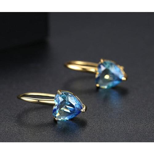 Manxiuni AAA Cubic Zirconia Heart Shape Dangle Earrings for Girls Dating Party Gold Color Fashion Jewelry Gift