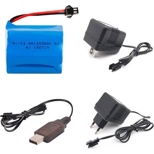 NI-CD Battery 6V 1400mAh with USB Charger For RC toys cars truck tank 6.0v AA Ni-CD charger battery for Guns lighting facilities