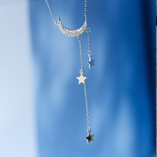 2021 New Fashion Moon And Stars 925 Sterling Silver Necklaces For Girl Christmas Gift Gift Jewelry Bulk Sell Christmas X5731