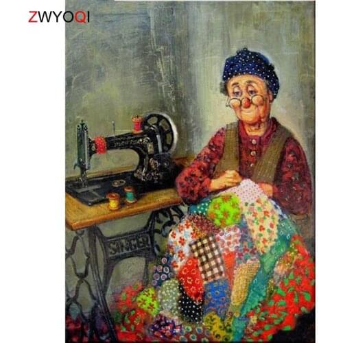 Full Square Diamond mosaic Granny Sewing machine blanket 5D DIY Diamond embroidery Cross stitch Full Round Diamond painting