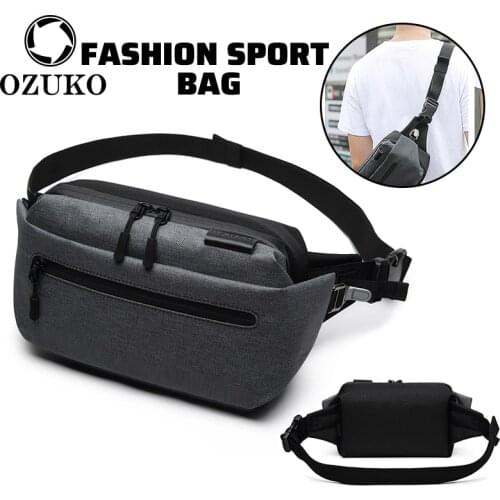 OZUKO Waterproof Men casual Waist Crossbody Bag chest Shoulder Bag Male Outdoor Sport diagonal Bag student Short Travel Pack