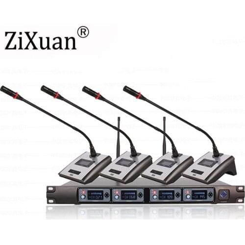 Professional 4 channel wireless microphone system meeting room gooseneck microphone for business conference lectures conferenc