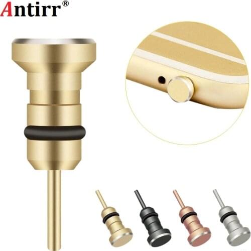 Antirr Metal phone Anti Dust Plug 3.5mm Audio Headset Aux Jack port Sim Card Tray Eject Pin Dustproof Cap For iPhone samsung HTC