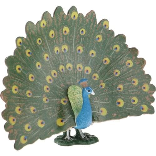 Realistic Peacock Ornament Animal Figurine Sculpture Standing for Garden 11cm