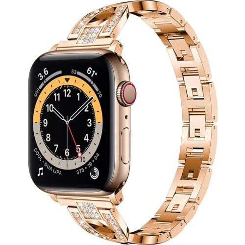 Watchbands for apple watch 6 se 40mm 44mm bling band Women Jewelry Metal strap for iwatch series 5 4 3 38mm 42mm link bracelet