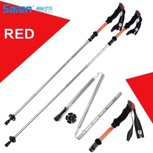 Foldable Trekking Pole Collapsible and Adjustable Hiking Walking Stick Poles forOutdoor Climbing with Lever Lock and Carry Sack
