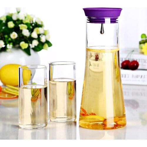 1.0L Large capacity Heat-resistant Simple glass Pot Creative Kettle with lid water bottle Beer Pot juice jug Breakfast Milk Pot