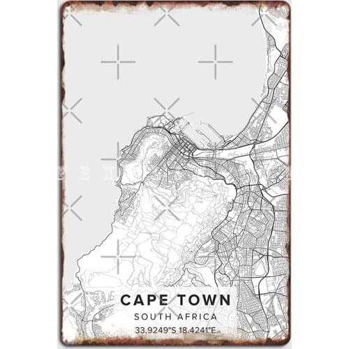 Cape Town South Africa Map Poster Metal Plaque Club Party Wall Plaque Vintage Cave Pub Tin Sign Poster
