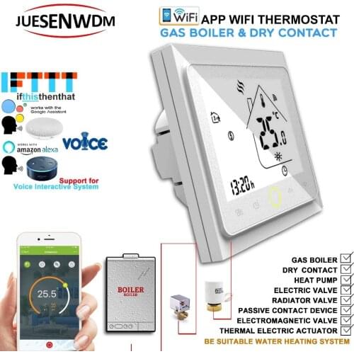 High Power Programmable Smart Wireless-Boiler-Thermostat WIFI for Dry Contac,Passive Connection Multifunctional Free Wiring