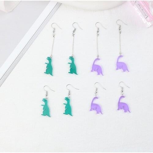 Funny Colorful Dinosaur Dangle Earrings For Women 2021 Trend Fashion Acrylic Earrings Ear Drops Party Daily Jewelry Ornaments