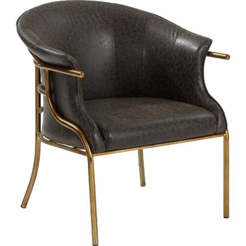 ChinaFurniture processing and production factory, modern light luxury leather, stainless steel single sofa