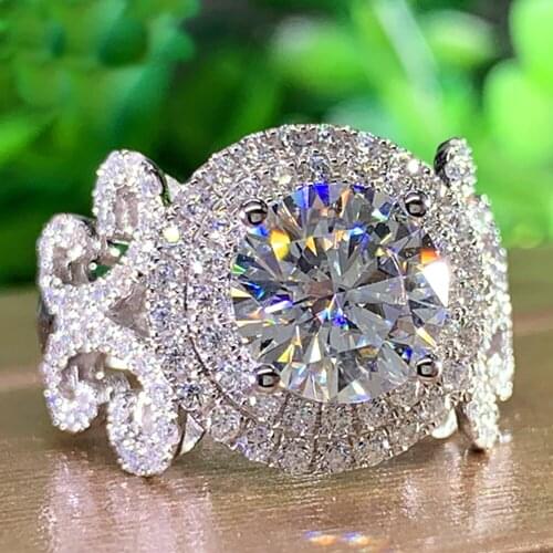 14K Au585 White Gold Women Wedding Party Engagement Ring 1 2 3 4 5 Carat Round Moissanite Diamond Ring Butterfly Luxury Trendy