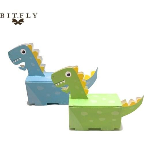 10Pcs Paper Gift Box DIY Craft Cartoon Dinosaur Design for Wedding Happy Birthday Party Decor Baby Shower Packaging Candy Box