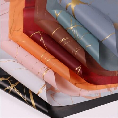 20 Sheets Gold Marble Texture Flowers Packaging Paper Waterproof Flower Wrapping Paper Wedding Party Gift Box DIY Crafts Origami