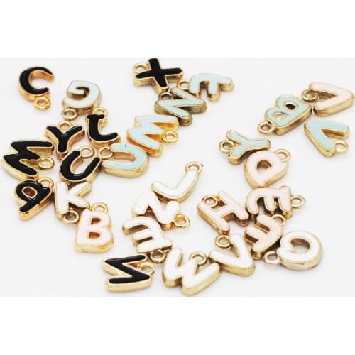 26pcs/pack A-Z 4colors Enamel Alphabet Letter Charms Oil Drop Jewelry Bracelet Phone Chain Keyring Initial Charm