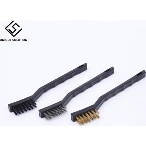3Pcs/lot Mini Stainless Steel Rust Brush Brass Cleaning Polishing Detail Metal Brush Wire Toothbrush Cleaning Tool Family Kit