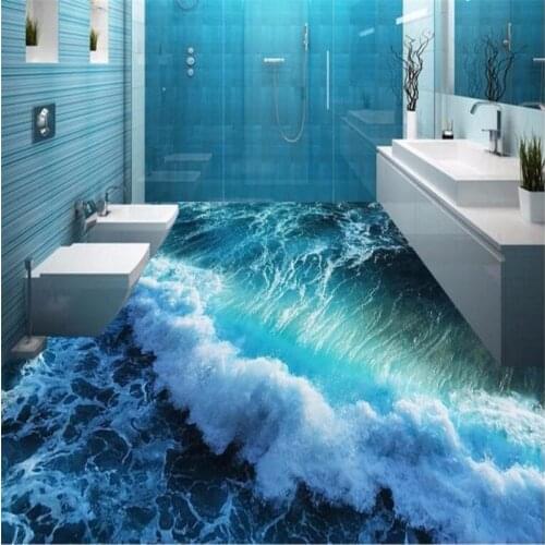 Beibehang Custom personalized 3D wave painting floor stickers home decoration ground 3D wallpaper papier peint 3d wallpaper
