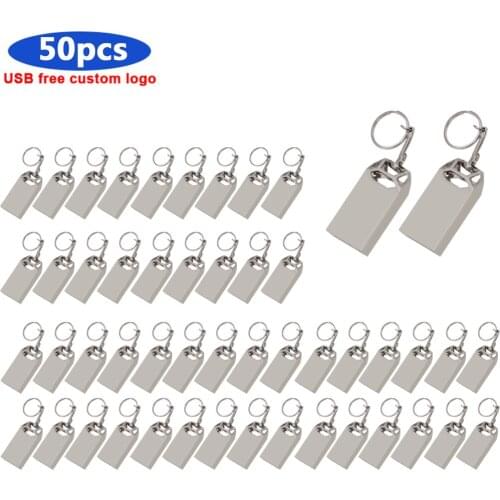50pcs logo free metal real capacity pen drive usb 128gb 64gb flash drive memory Stick pendrive usdb 2.0 4GB 8G 16GB 32GB gift