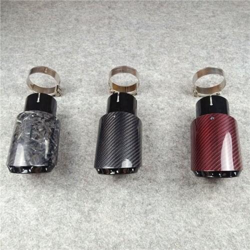 1 Piece Car Universal Carbon Fiber Stainless Steel Muffler Tip Tailpipe Red Black Forged 3 Colors Car Accessories Exhaust Pipe