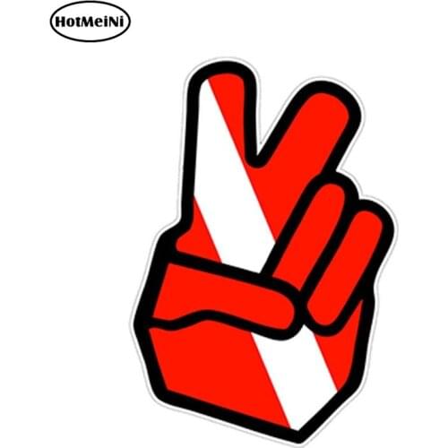 HotMeiNi 13cm x 9.1cm Car Styling Diver Down Flag Finger Scuba Diving Dive Peace Love Hippie 70s Car Truck Bumper Car Sticker