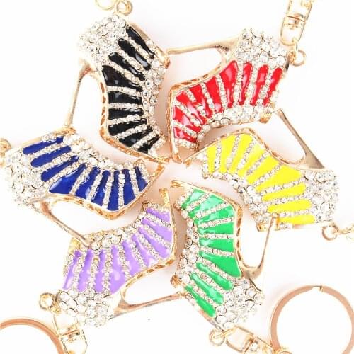 New High Heels Shoe Pendant Charm Rhinestone Crystal Purse Bag Keyring Key Chain Accessories Wedding Party Lover Gift