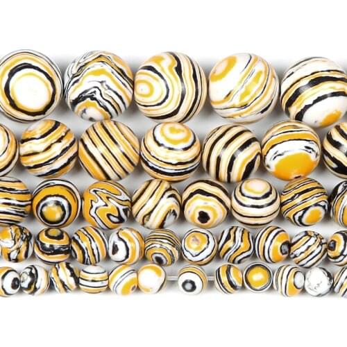 Natural Stone Beads Yellow Malachite Round Loose Beads For Jewelry Making For Needlework Beads DIY Bracelets Accessories 4-12MM