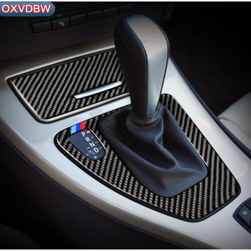 For BMW e90 e92 e93 Interior Trim Carbon Fiber Gear Shift Control Panel Cover Sticker Car Styling 3 Series Accessories
