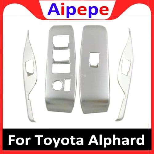 For Toyota Alphard Vellfire 2016 2017 2018 2019 ABS Matte Side Door Armrest Window Lift Switch Cover Trim Interior Accessories