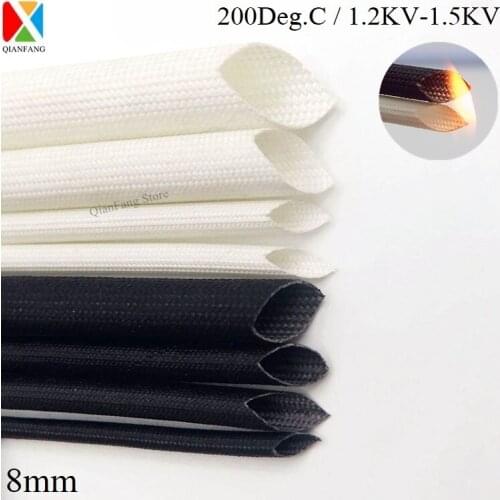 ID 8mm Fiberglass Cable Sleeve Insulation Soft Braided Chemical Fiber Glass Tube High Temperature Pipe Wire Wrap Protector 1M