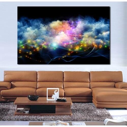 JQHYART Abstract Landscape Fireworks with smoke Wall Pictures For Living Room Home Decor Canvas Art Printed Painting No Frame