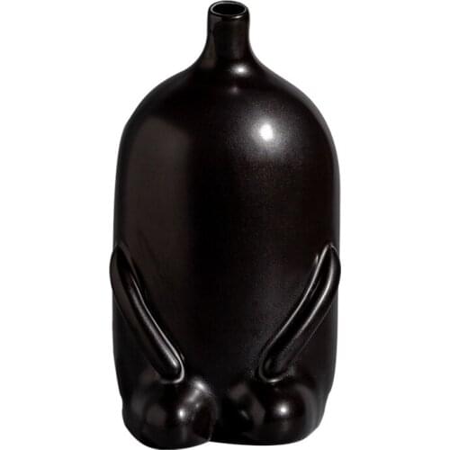 Modern Creative Ceramic Vase Black And White Small Pot Dry Flower Crafts Ornaments Wedding Home Decoration