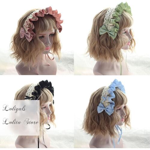 Sweet Ruffled Lolita Bonnet Lace Trimmed Headband