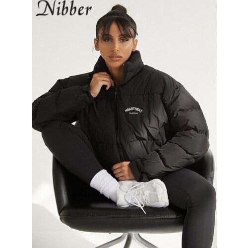 Nibber Fashion Warm Street Style Cotton Jacket Short Zipper Lapel Jacket For Women Going Out Commute Casual Clubwear 2021 New
